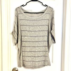 Silver Grey Oversized Short Sleeve Sweater Top
